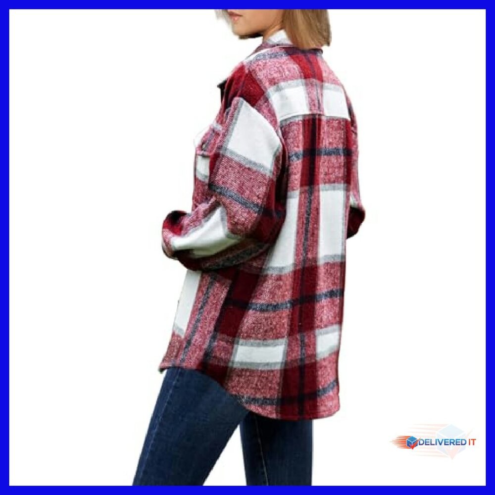 Soft Flannel Shacket Button-Down Blouse with Pock… - image 7